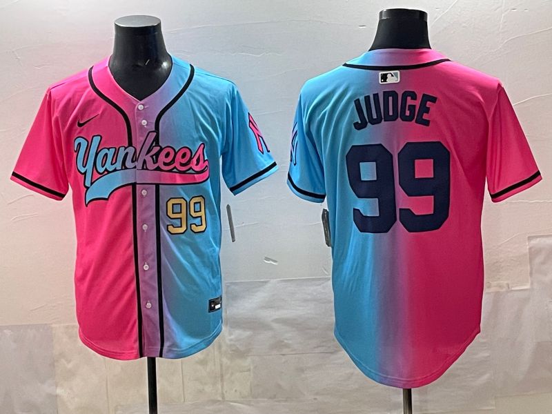Men New York Yankees #99 Judge Blue pink Game 2025 Nike MLB Jersey style 003->new york yankees->MLB Jersey
